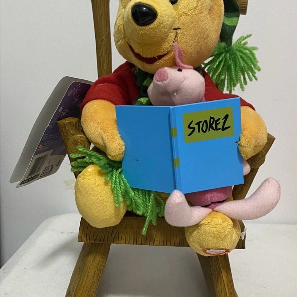 Disney Plush Winnie the Pooh and Piglet with Blue Book